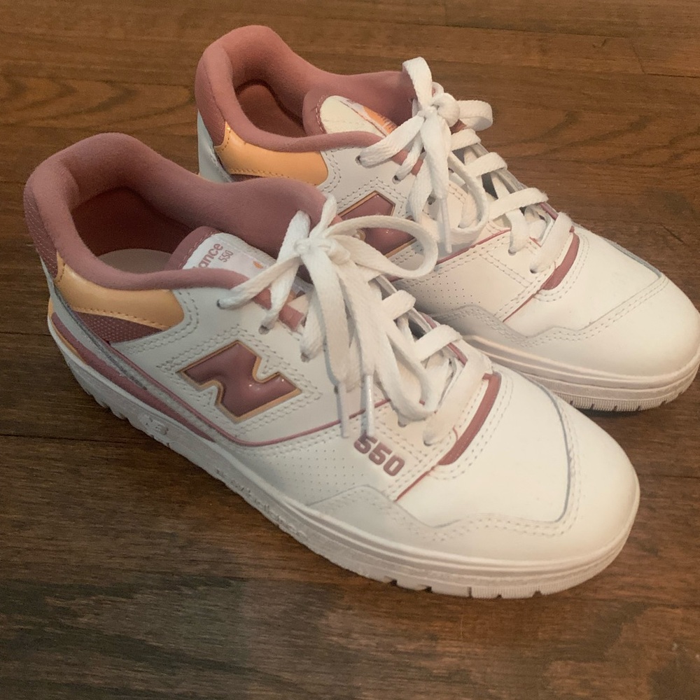 New Balance 550 White and Pink Sneakers